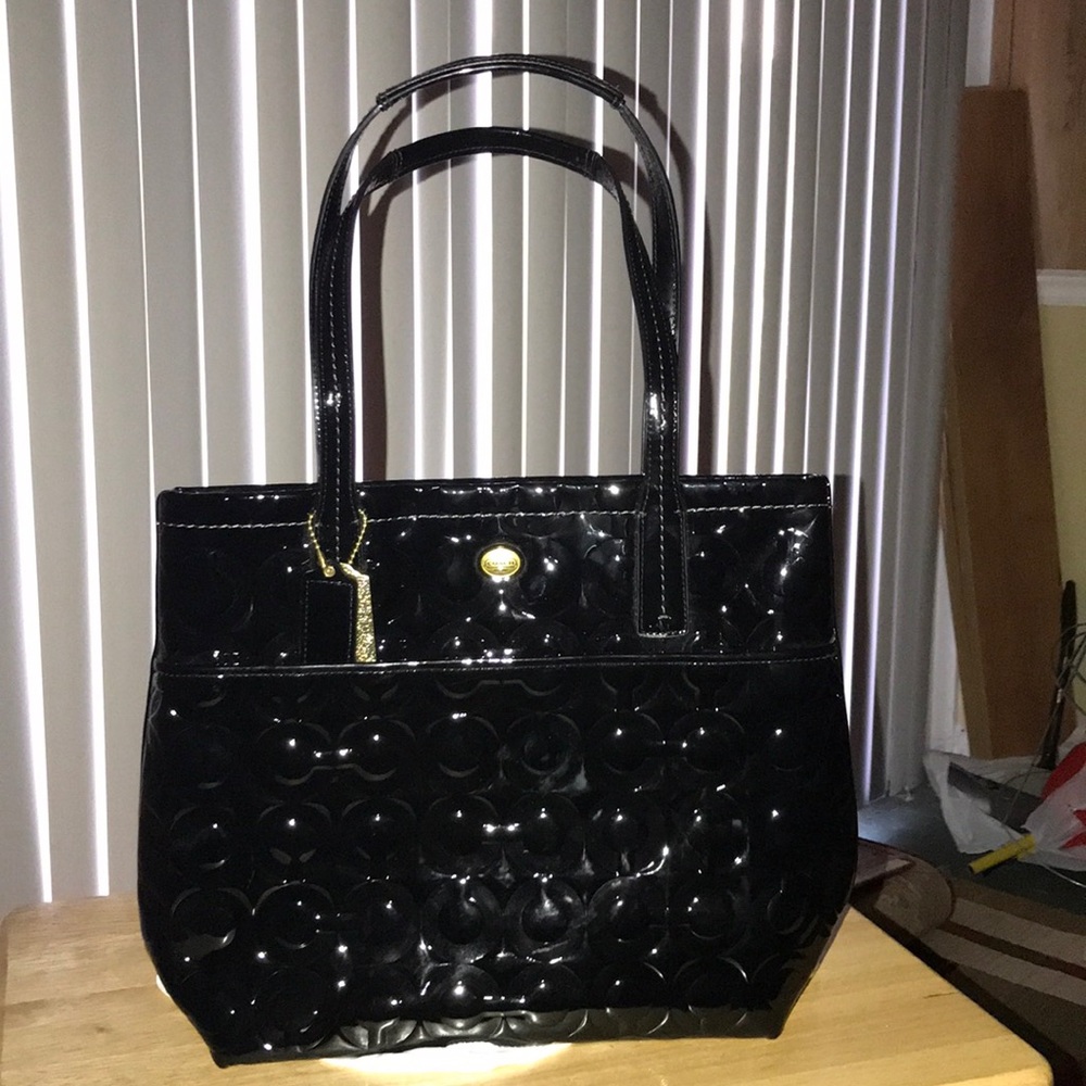 Coach Black Peyton Embossed Pat Leather Tote